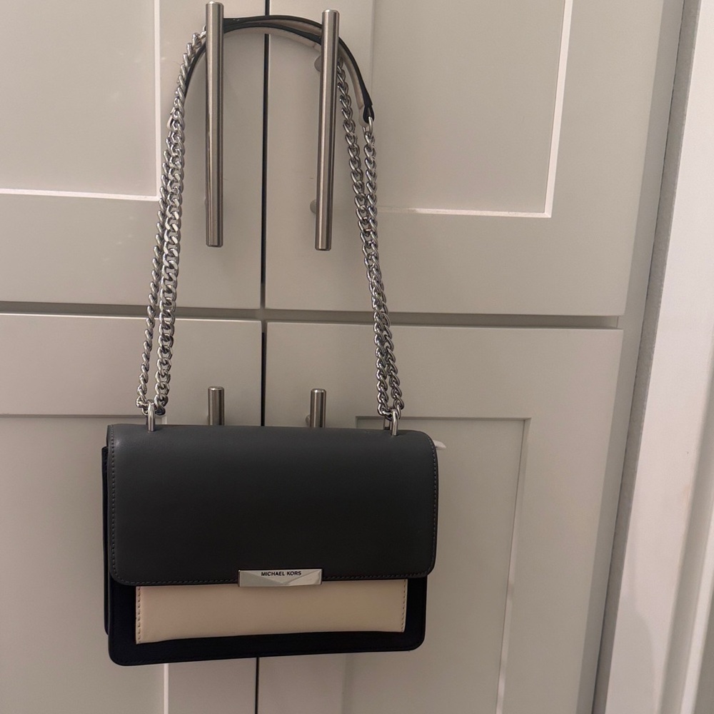 Michael Kors Grey, Black and Cream Crossbody Bag